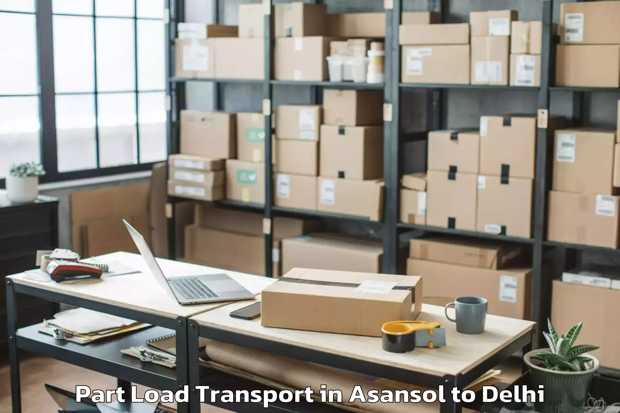 Book Asansol to Patel Nagar Part Load Transport Online